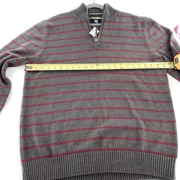 Prince & Fox Gray/Wine Zipper Pull Men’s Sweater - Picture 3 of 9